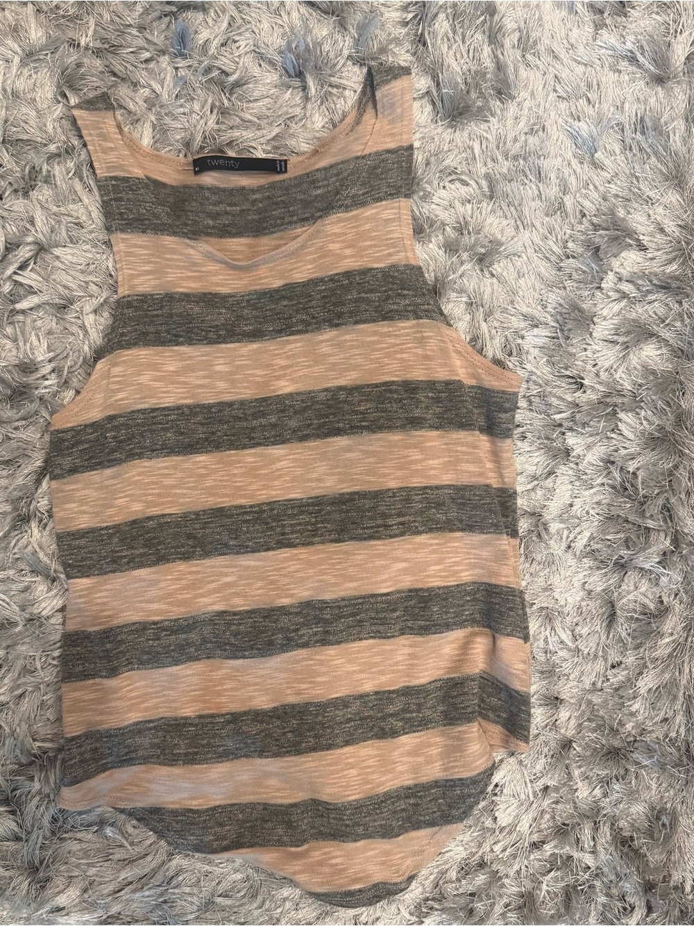 Twenty Striped Sleeveless Tank Top in Beige and Gray
